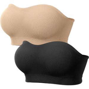 LetsJoli Push Up Strapless Bras for Women Supportive Bandeau Bra Non Slip Wireless No Underwire Padded Tube Bra (S)