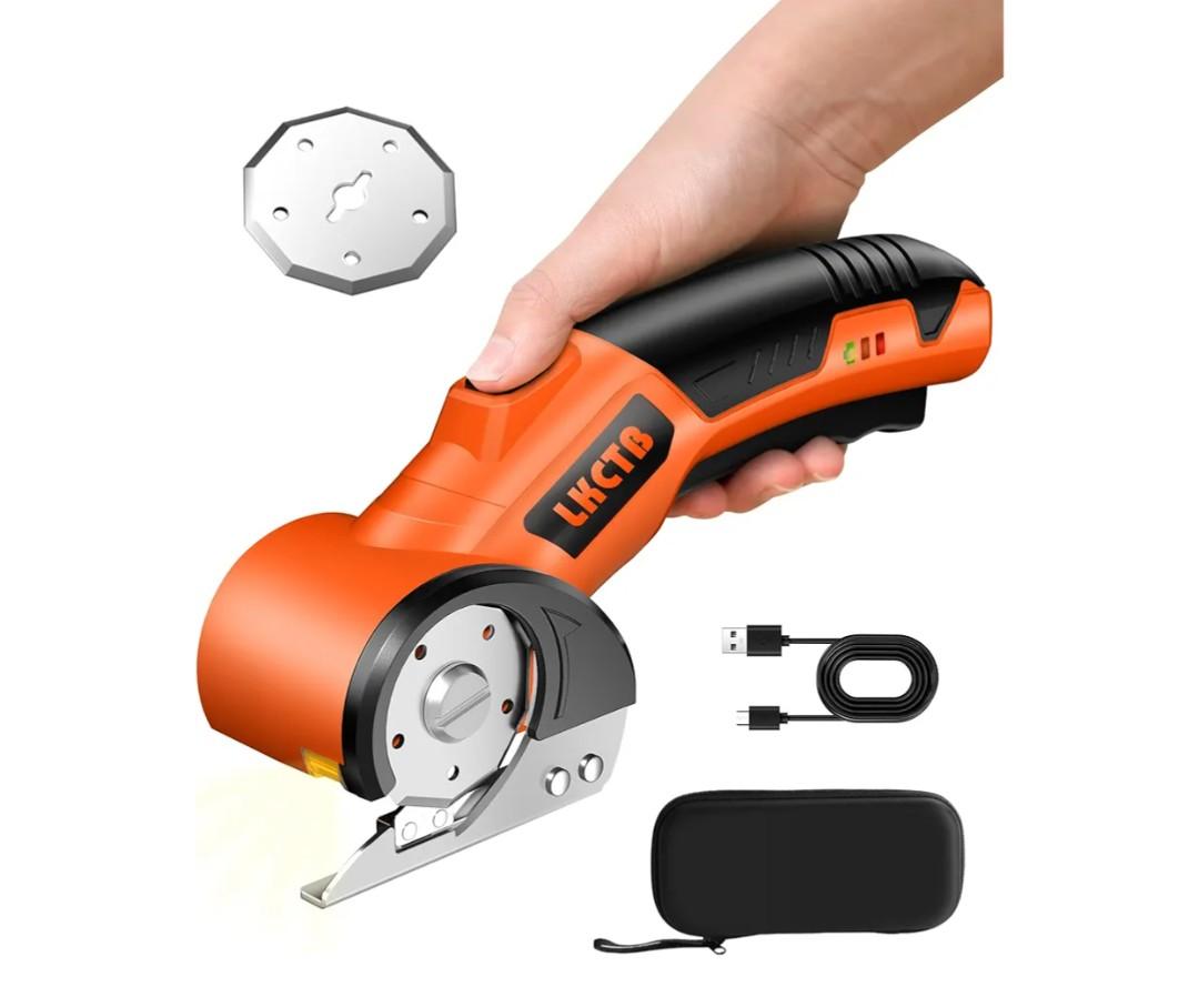 Electric Scissors, Cardboard Cutter, With LED Light, High-Efficiency Brushless Motor, 3500mAh Battery, Tungsten Steel Blade, Suitable for Cloth, Cardboard, Carpet Wire Rope Cutters Orange
