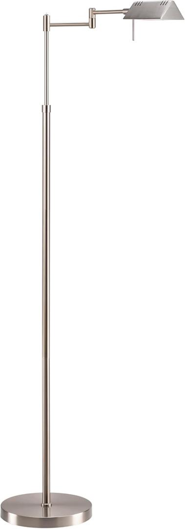 OBright Dimmable LED Pharmacy Floor Lamp, 12W LED, Full Range Dimming, 360 Degree Swing Arms, Adjustable Heights, Standing Lamp for Reading, Sewing, and Craft, ETL Listed, Brushed Nickel
