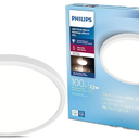 PHILIPS LED Flush Mount Ultra Thin Silver Ceiling Light 1-Pack Bright White (3000K) 1500 Lumen (22W = 100W) No Bulbs Required