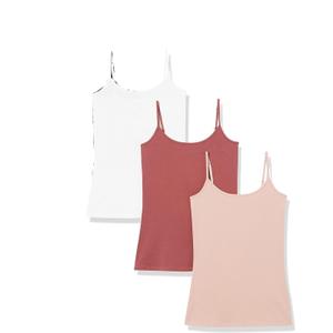 Amazon Essentials Women's Slim-Fit Camisole, Pack of 3, Brick Red/Dusty Pink/White, XX-Large