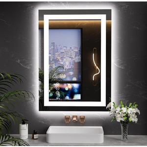 LOAAO 27.6"x19.7" LED Mirror for Bathroom, Lighted Bathroom Mirror with Lights, Anti-Fog, Dimmable, Memory Function, Easy to Install, Clear Reflection