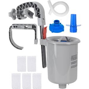 Above Ground Pool Skimmer with 5 Skimmer Socks, Wall Mount Surface Skimmer with Hose & Basket, Compatible with Intex Pools, Adjustable Floating Filter, Automatically Removes Leaves & Debris