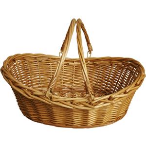 Oypeip Wicker Basket Gift Baskets Empty Oval Willow Woven Picnic Basket Easter Candy Basket Large Storage Basket Wine Basket with Handle Egg Gathering Wedding Basket 15"*11"*7" (Nature)