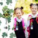 2 x St. Patricks Day ID Badge Reels Green Hat Shape Badge Reels Retractable Plaid Deigns Nurse Badge Reel, Badge Holder Retractable Clip, Badge Reels Retractable for Nurses, Medical Worker, Teacher 1 Pcs
