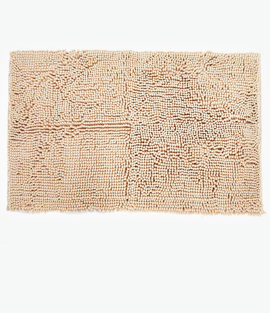 aqxreight Chenille Slip Absorbent Non Slip Mat Bathroom Living Room Dark Blue Bathroom Non Mat Living Room Absorbent Paramount Our and These (Light Tan)