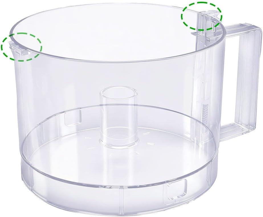7-Cup Food Processor Work Bowl Compatible with Cuisinart DLC-10 Series2tabs ONLY,DFP-7JBS2tabs,Replace#: FP-631AGTX,FP-631AGTX1,Note: This Is a Replacement For The One With 2 Tabs On The Rim ONLY