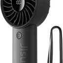 JISULIFE Handheld Fan Life4[5-Speed Turbo Wind Pro],5000mAh Portable Rechargeable Fan with LED Display, Powerful Motor, Summer Essentials for Travel,Beach,Vacation,Makeup,Concerts,Cruise-Black