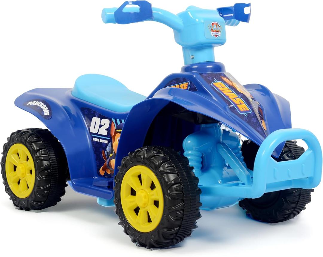 Paw Patrol Chase 6V Quad for Kids - Powerful and Safe Ride-On Toy with Rechargeable Battery, Forward and Reverse Driving, Foot Peddle, Ages 2-3, 6v Atv Quad