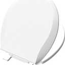 Toilet Seat Round Soft Close16.5'', Toilet Lid Slow Close Quiet No Slam, Easy Installation & Release Safe PP Material Easy Clean, Comfortable Ergonomic Design, 2 Years Support, White Plastic