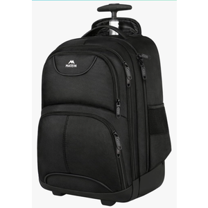 MATEIN Rolling Backpack, 17 inch Water Resistant Wheeled Laptop Backpack, Carry on Luggage Business Bag, Overnight College Computer Bag Trolley Suitcase for Men Women Adults to Travel, Black