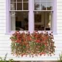 Artificial Flowers for Outdoors Faux Hanging Plants Spring Summer Decoration, 2 Pcs Fake Silk Floral Realistic Outside Flowers UV Resistant No Fade for Planter Pot Porch Patio Window Yard Decor