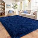 Shag Area Rugs for Living Room, Soft Fuzzy Plush Rugs, Upgrade Anti-Skid Modern Furry Rugs Fluffy Carpets for Kids Room Nursery Home Decor Dark Blue, 5X7 Feet