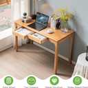 Solid Wood Desk, Gaming Study Home Office Desks for Work, Student PC Desk for Bedroom, Small Computer Desk for Small Spaces, Easy to Assemble (Wood Color, 39inch)