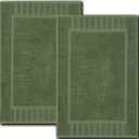 White Classic Luxury Bath Mat Floor Towel Set - Absorbent Cotton Hotel Spa Shower/Bathtub Mats [Not a Bathroom Rug] 22"x34" | 2 Pack | Forest Green