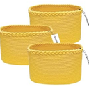 DAVIHOMI 3Pack Rectangular Woven Cotton Rope Basket for Storage, Gift Baskets for Handles, Cloth Storage Baskets for Organizing-13.5" x 11" x 9.5" home decor for Living Room, Bathroom-Yellow