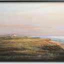 Stupell Industries Distant Seaside Cottage Rural Beach Ocean View Framed Wall Art, Design By Tom Mielko (20L" x 1.5W", Black Framed)