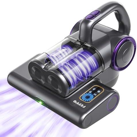 FEPPO Mattress Vacuum Cleaner, 16Kpa Bed Vacuum Cleaner with 253.7nm UV-C Light, 140°F Heat, HEPA Filter & Ultrasonic, Versatile Handheld Vacuums for Bed, Sofa, Couch, Crib (Corded, 500W)