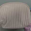 Cute Makeup Bag, Mini Cosmetic Pouch for Women, Small Quilted Beauty Bag, Handy zipper Pouch, Cream