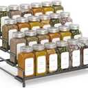 RUILALIFE 3-Tier-Spice-Rack-Organizer-for-Cabinet, Adjustable Depth Spice Holder Shelf For Countertop Pantry Cupboard, Metal Tiered Seasoning Organizer,Display Shelf Riser (Black-1 Pack)
