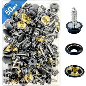 Canvas Snap Kit, Stainless Steel Snaps Marine Grade Snaps for Boat Cover - Snap Kit for Boat Cover 3/8" Socket Metal Snaps Fasteners for Clothing Leather Fabric Canvas150 PCS (Black)