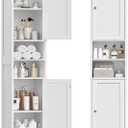 TEENFON 67" Tall Bathroom Cabinet with Adjustable Shelves and Doors, Narrow Bathroom Storage Cabinet for Small Space, Living Room, Entryway, Kitchen, White, 11.8"D x 11.8"W x 66.9"H