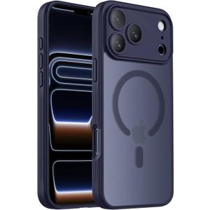 Designed for iPhone 17 Pro Case, Compatible with MagSafe, [Camera Protection] [15FT Military Drop Protection] Shockproof Translucent Matte Anti-Slip Phone Case, 6.3", Deep Blue