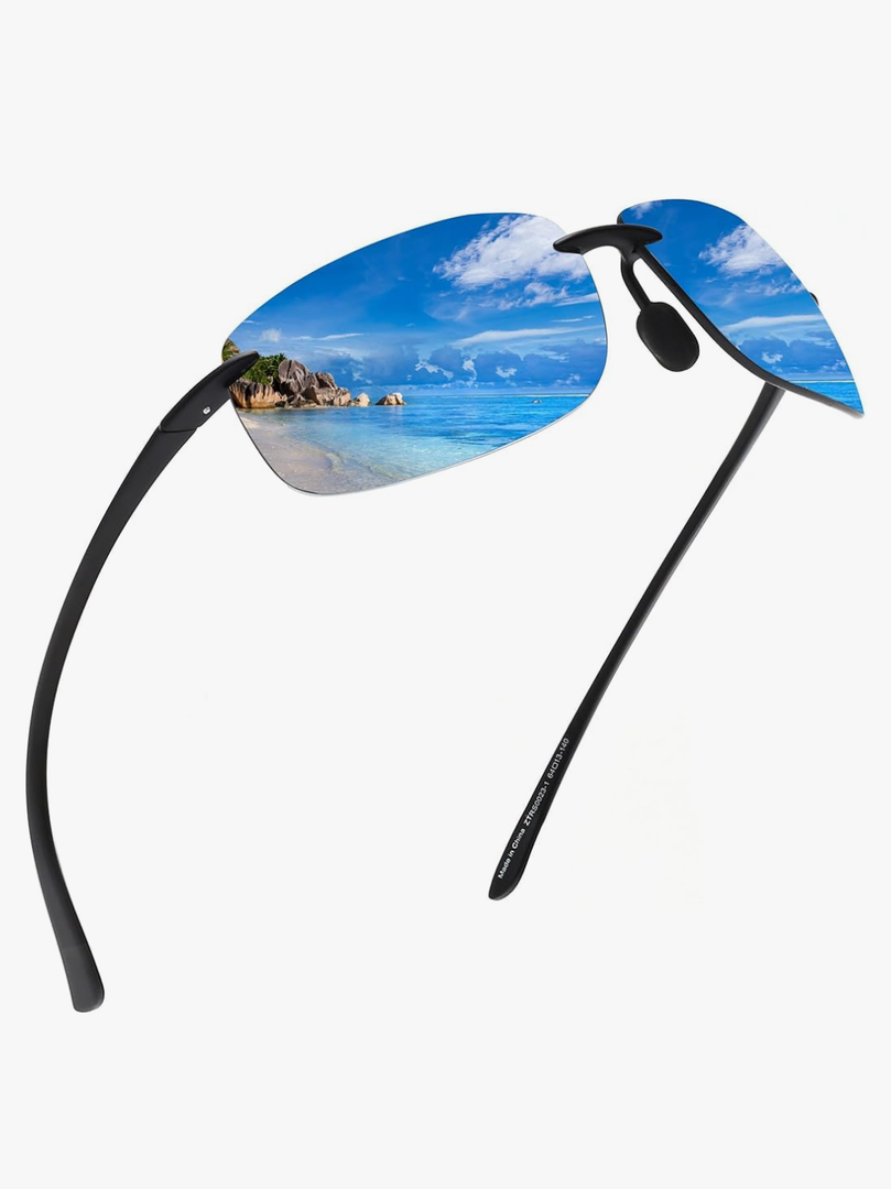 JIM HALO Sport Sunglasses for Men Women TR90 Rimless Frame for Running Fishing Cycling Driving
