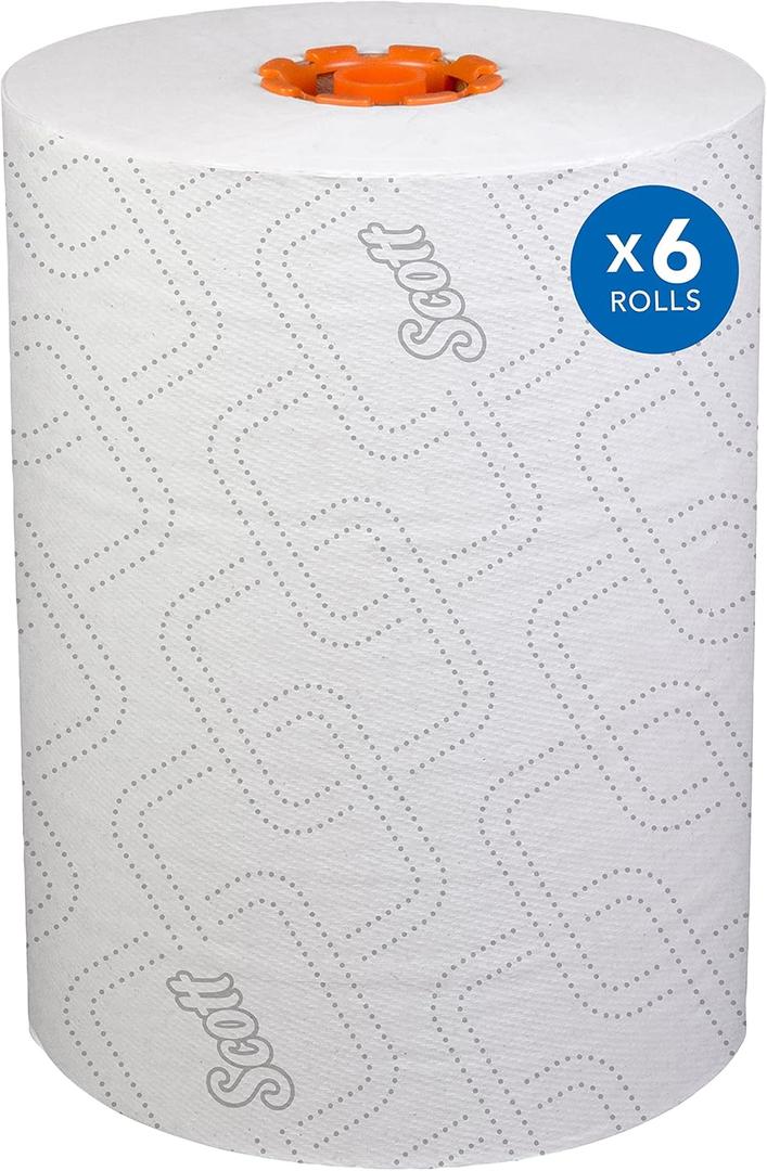 Scott Professional Pro Slimroll Hard Roll Paper Towels, Bulk (47035), Hardwound, Absorbency Pockets, White, for ScottBrand Orange Core Dispensers (6 Rolls at 580' Each, 3,480'/Case) (White, M)