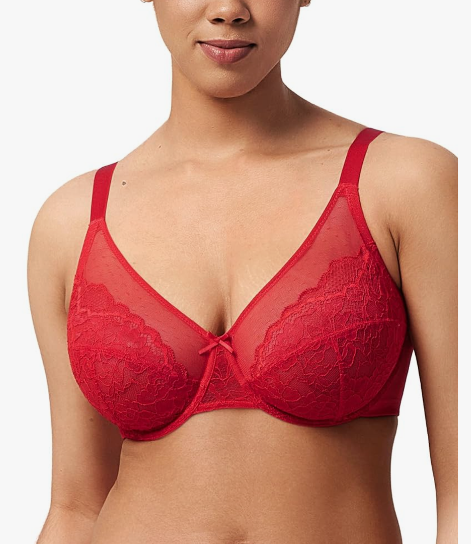HSIA Minimizer Bras for Women Enchante Full Coverage Underwire Bras Plus Size Lifting Floral Lace Bra for Heavy Breast 44G