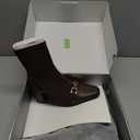 NEWBELLA Women's Vintage Ankle Boots with Chain Detail, Classic Style,Brown 7.5