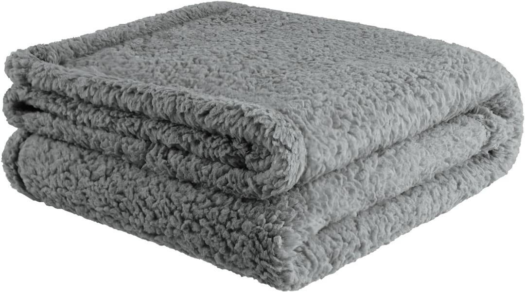 furrybaby Dog Blanket Soft Dog Blankets for Large Dogs Puppy Essentials Washable Sherpa Fleece Cat Blanket 32x40 Inches for Bed Furniture Couch Sofa (Medium, Grey) (32x40in (pack of 1))