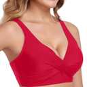 Ocean Blues Women's V-Neck Bikini Top Crisscross Front Bikini Top for Women Underwire Bathing Suit Top (Red, S)