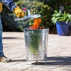 Evergreen Garden Incinerator Burn Barrel with Lid, Yard Waste Incinerator, Galvanized Steel Burn Cage Incinerator for Paper Leaf Trash Wood Backyard Bonfire, Outdoor Use Only