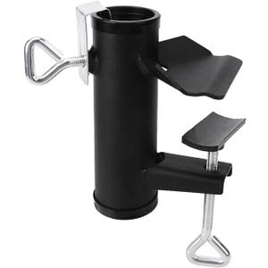 Patio Umbrella Clamp Outdoor Umbrella Holder Bench Buddy Deck Umbrella Stand,Metal Clamp Holder Clip Beach Fishing Umbrella Mount Clamp for Deck Railing,Bleachers,Tailgates,Boats,Poles,Fences (Black)