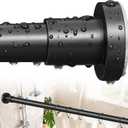 YNL No Drill Tension Shower Curtain Rod Tension Mount, Non-Slip Rust-Resistant Stainless Steel Telescoping Adjustable 32-80 Inch (2.7-6.6ft) for Bathroom, Kitchen, Living Room (Matte Black)