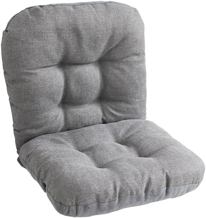 Thick Kitchen Chair Pads Non Slip with High Back, Linen Chair Cushions for Dining Chairs with Ties, Comfy Garden Chair Pads Seat Cushion, One-Piece Office Chair Cushion for Indoor,C