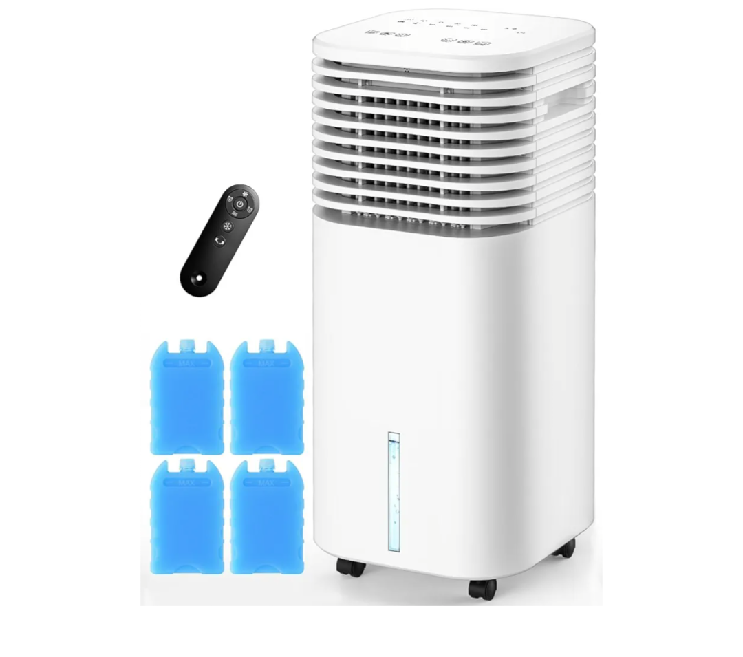 CENSTECH Windowless Air Conditioner, Swamp Cooler with 4 Modes & 3 Speeds, 15H Timer for Smart Auto-off, 2-Gal Tank for 20H Cooling, Remote, 120° Oscillating Portable Air Conditioners No Hose Needed