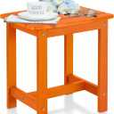 Y&M Outdoor Side Table, HIPS Adirondack Small Single Table, Waterproof Square Outside Table, Balcony Modern End Tables for Patio, Pool, Beach, Porch, Deck, Indoor or Outdoor Use, Orange