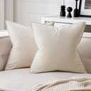 MIULEE Pack of 2 Decorative Velvet Throw Pillow Cover Soft Pillowcase Solid Square Eruo Sham Cushion Case for Sofa Bedroom Car 26x26 Inch Cream White