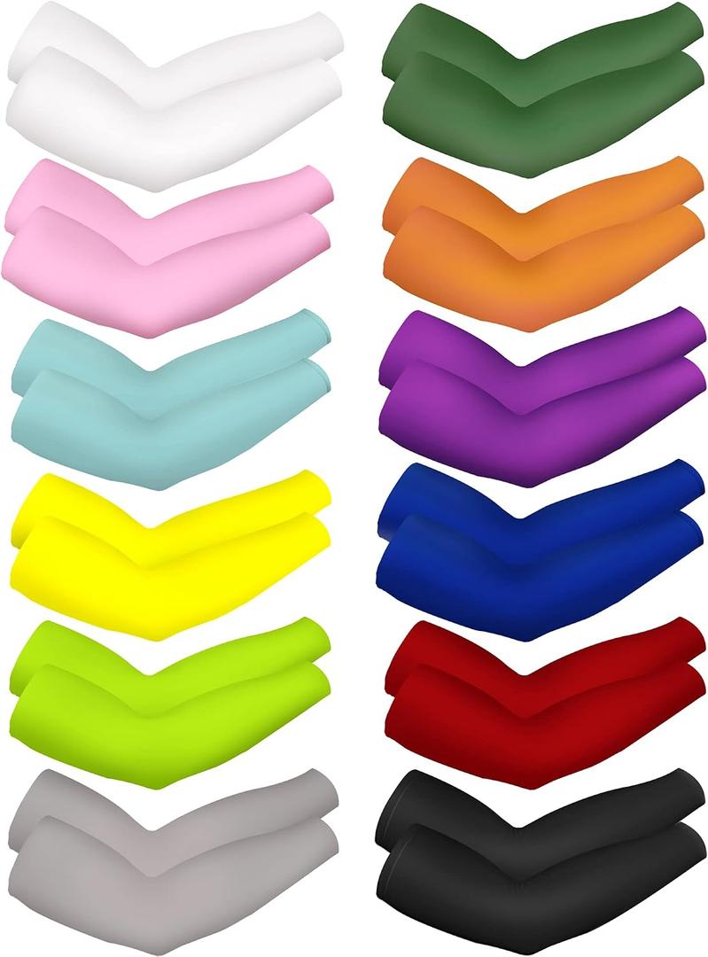 Bememo 12 Pairs Unisex UV Protection Sleeves Long Arm Cooling Cover Sleeves