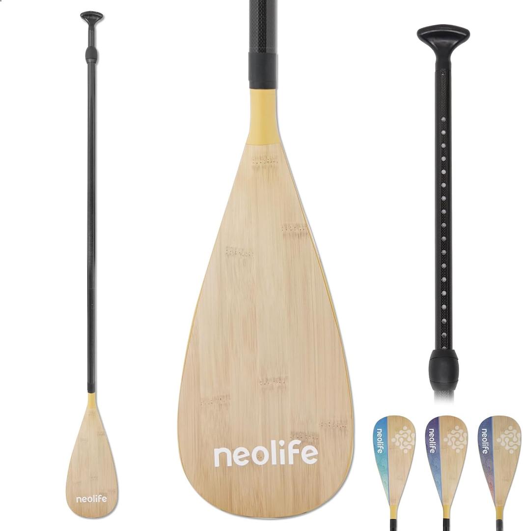 SUP Paddleboard Paddle, Adjustable Stand-Up Paddle Board Paddle | Premium Carbon Fiber Shaft and Enhanced PP Blade, 66-82" (170-210 cm), Bamboo Pattern