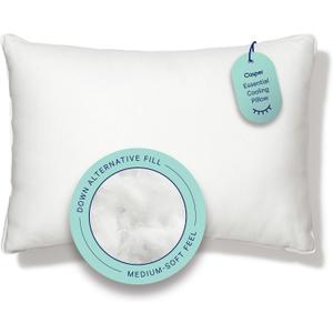 Casper Sleep Essential Cooling Pillow, Standard Size Cooling Cover, Medium Soft Feel, Down-Alternative Fill, Supports Side, Back & Stomach Sleepers