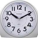 Tinload 5.5" Large Analog Alarm Clock Silent Non Ticking, Gentle Wake, Beep Sounds, Increasing Volume, Battery Operated Snooze and Manual Light, Easy Set,Silver(Best for Elder)
