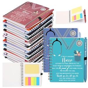 Jetec CNA Week Gift Bulk Nursing Notebook with Sticky Note and Pen Set, Inspirational Thank You Nursing Spiral Journal Notepad for Nurse CNA Graduation(Bright Colors,20 Sets)