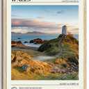 KISSFOX OAK Wood Framed Wall Art Wales Wall Decor Coastal Canvas Art Lighthouse Pictures Landscape Paintings Travel Posters Aesthetic Artwork For Bedroom Office Living room