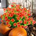 Artificial Flowers for Outdoors, Fall Mums UV Resistant for Thanksgiving Days, Fall, Home Decoration12 Bundles, Orange Green