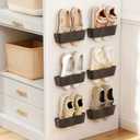 6-Pack Wall Mounted Shoe Rack with Sticky Strips, Space Saving Hanging Shoe Rack, No-Drill Hanging Shoe Shelves, Ideal for RV, Campers, Door, Closet (Black)