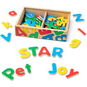 Melissa & Doug 52 Wooden Alphabet Magnets in a Box - Uppercase and Lowercase Letters - FSC Certified (7.8 x 5.45 x 1.85)