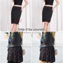 MANCYFIT Half Slips for Women Underskirt Dress Extender Lace Trim Knee Length Midi Skirt 19-26" Length (Black, S)